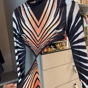 Elegant Black and Orange Maxi Dress